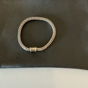 Vintage Sterling silver with gold glass by one side 7 1/2 inch bracelet